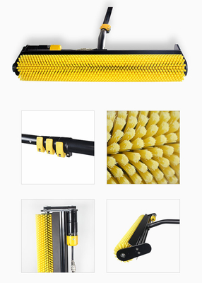 7.5m Nylon Solar Panel Cleaning Rotating Brush With Telescopic Pole Roller